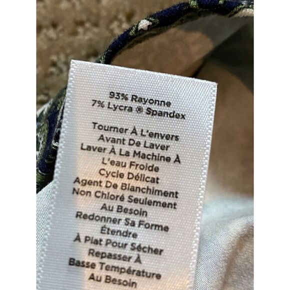 Talbots Womens Size Petite Green Medallion Ruched Side Faux Wrap Sheath Dress - Picture 4 of 8